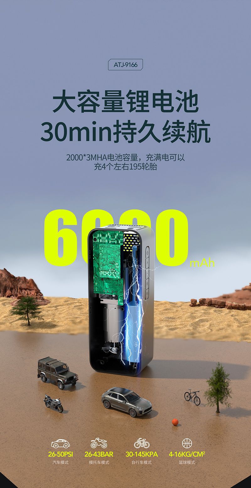 Cross-border car air pump wireless portable car digital display pump high-power tire 12v air pump