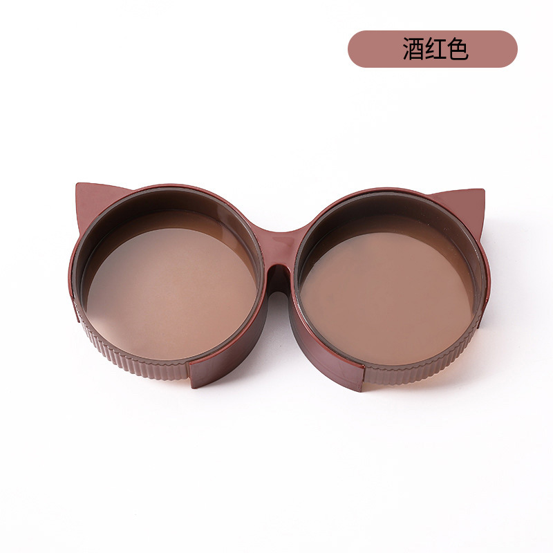 Tazón para gatos Tazón para mascotas Pipitao Gafas de orejas de gato originales Boca baja Tazón doble Beber agua Comer para evitar volcarse y fácil de limpiar