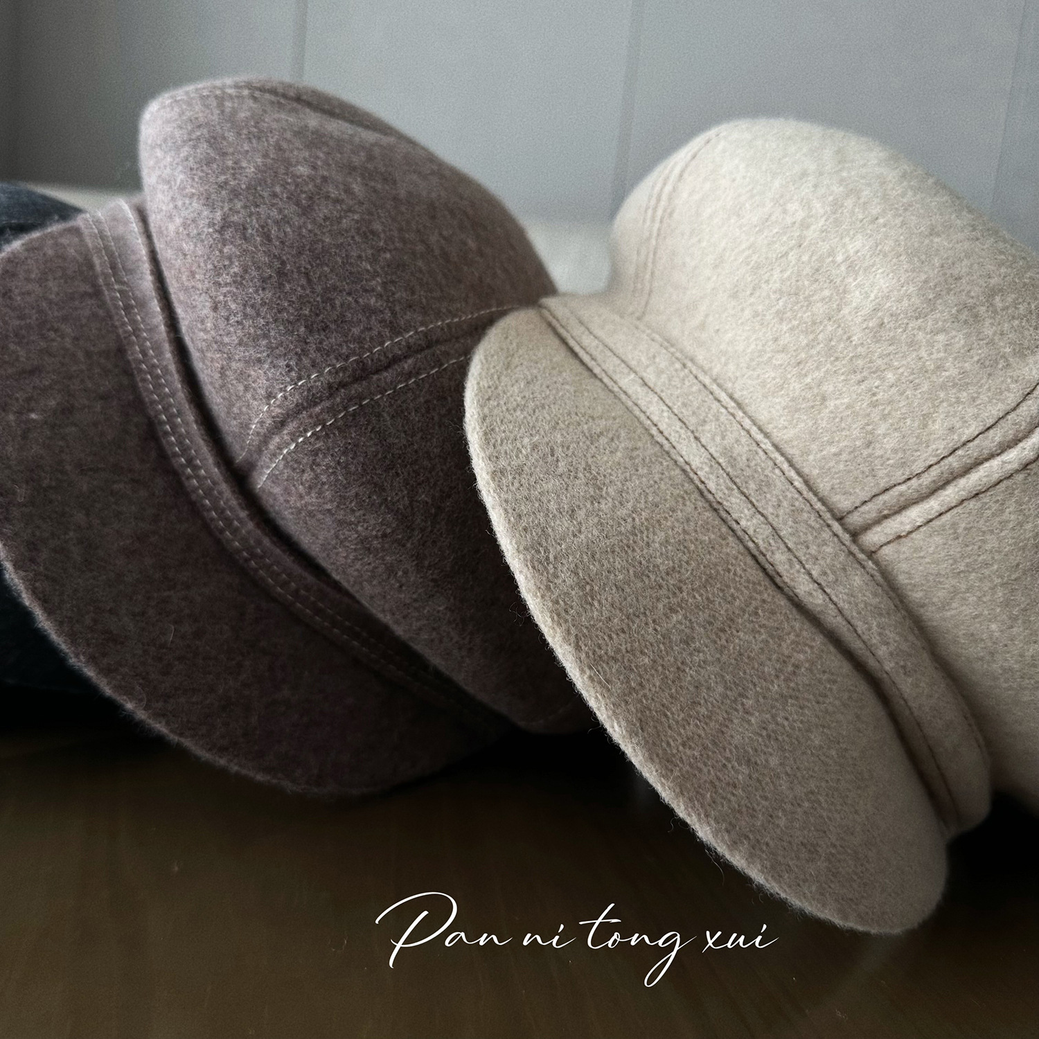 Unisex Achteckmütze aus reiner Wolle für Damen, einfarbig, warme Mütze für Herbst und Winter, Wintermode, Maillard-Windmütze_voghion.com