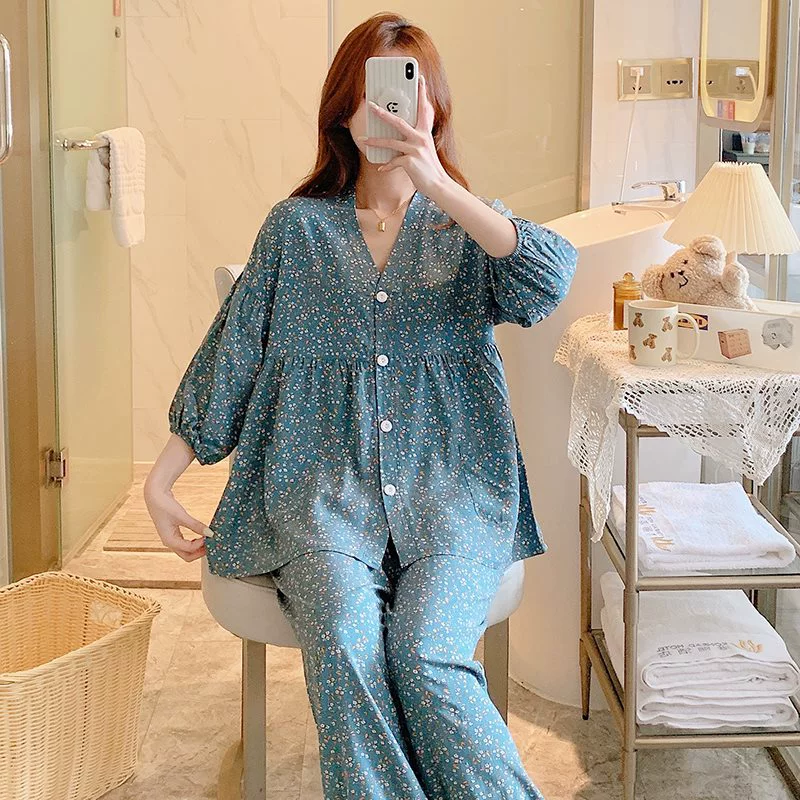 Autumn pijama, summer thin cardigan, set, plus size