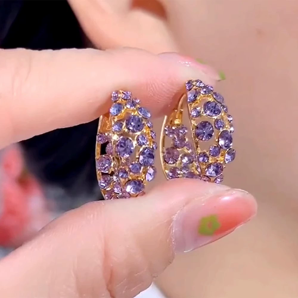 Earrings, European style, crystal‑encrusted diamond‑look, lightweight, multiple designs