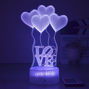 Love balloon three-dimensional decorative bedside lamp color energy-saving lamp cute girl heart student graduation award gift