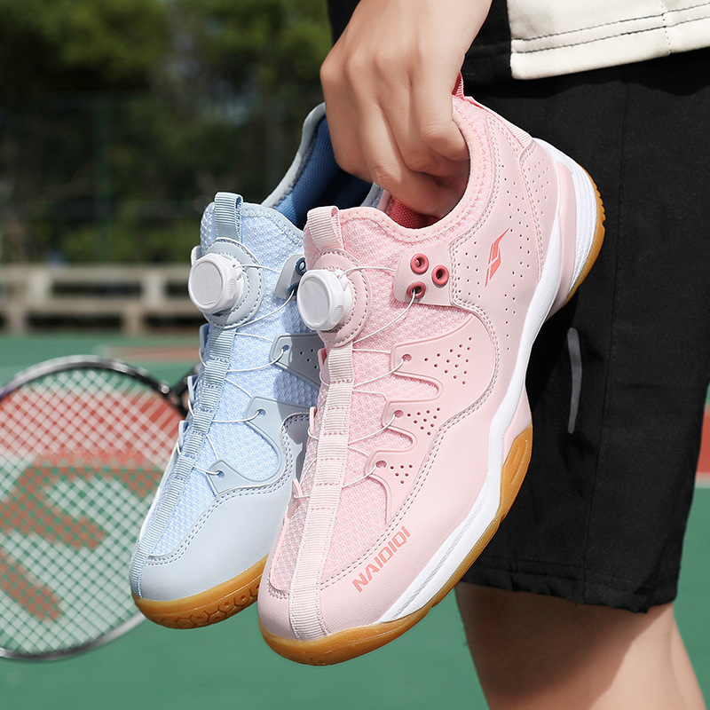 Botón giratorio de verano zapatos de hombre zapatos antideslizantes zapatos de bádminton de estudiantes de secundaria pareja zapatos de malla transpirables