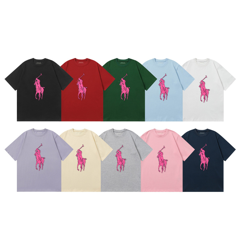 クロスボーダー 25ssRL Laff's 高品質刺繍ロゴ ルーズコットン 半袖 メンズ レディース おしゃれで万能なTシャツ|undefined