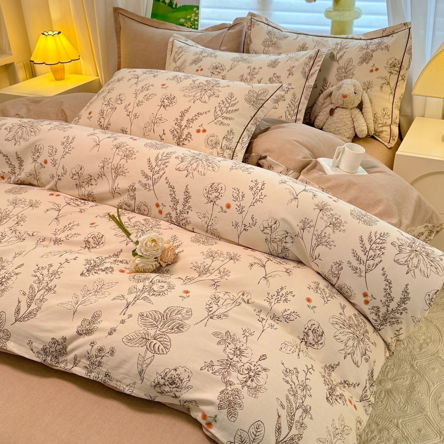 Otoño y invierno algodón grueso abrasión ropa de cama de tres piezas cubierta de cama de algodón completo invierno ropa de cama cálida