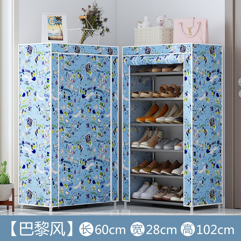 Estante de zapatos de tela de Oxford simple multicapa estante de almacenamiento multifuncional a prueba de polvo en la puerta del dormitorio estudiantil