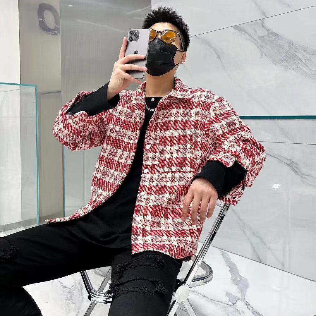 Camisa a cuadros de estilo de Hong Kong para hombres japoneses Tops de principios de otoño Camisa de manga larga de moda para hombres guapos de primavera y otoño