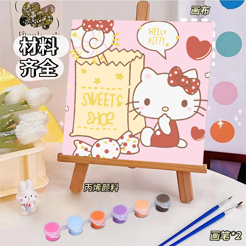 HelloKitty cross-border foreign trade children diy digital oil painting bedroom living room decorative painting by digital painting