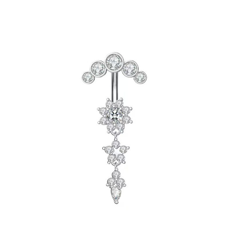 Love Heart White Gold Tone Belly Button Ring Surgical Steel Navel Piercing Jewelry detail image 10