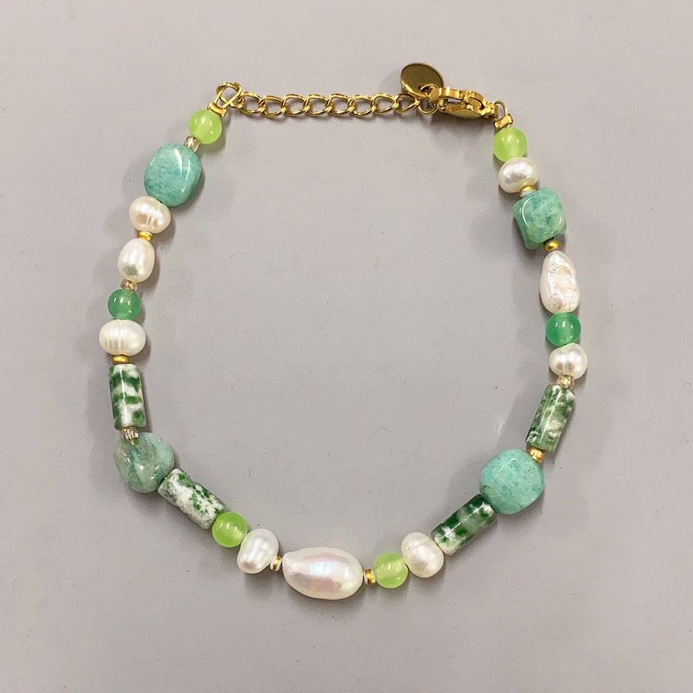 25g Weight Beads Pendant Material Necklace Classification Titanium Steel Chain Material 1 Piece Quantity Holiday, Daily Occasion Beaded, natural stone, Titanium Steel Material Geometric Pattern Women's Gender Beaded Design Simple Style Style Simple Style Geometric Beaded Natural Stone Titanium Steel Necklace In Bulk 57