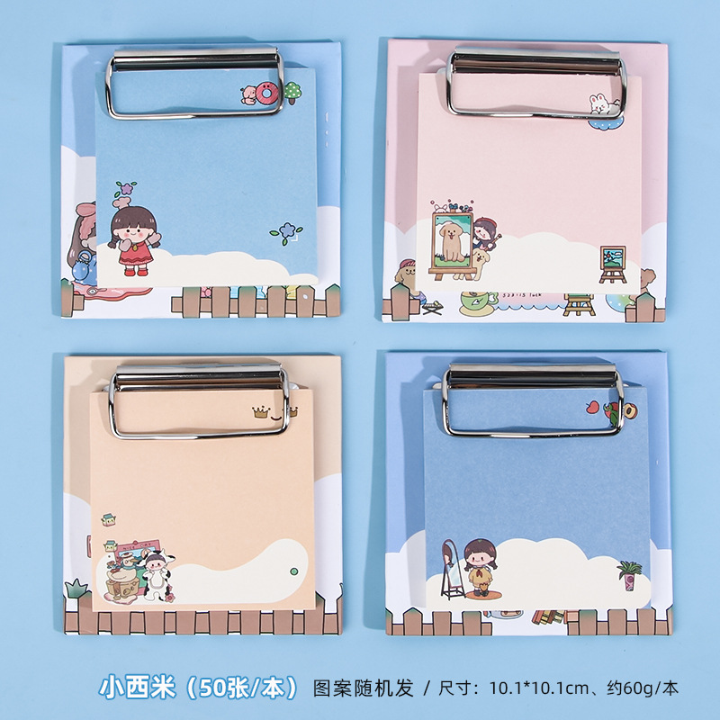 Dibujos animados creativos mini tablero clip nota pad papelería estudiante lindo mensaje no adhesivo nota papel Bloc de notas