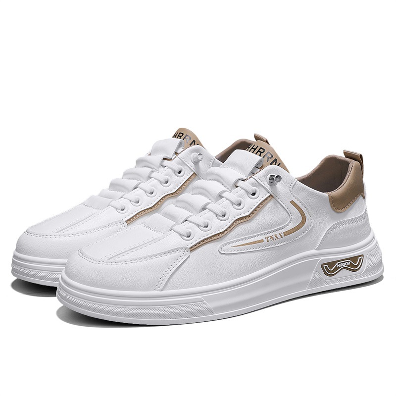 Zapatos de hombre 2025 nueva primavera casual universal zapatos de cuero de hombre un pedazo pequeño zapatos blancos zapatos deportivos de estudiantes de moda