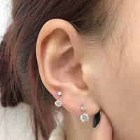 KED1492 Японские и корейские серьги, золото, 14K, Золотые серьги, гвозди, простые элегантные двойные круглые серьги-подвески с бриллиантами