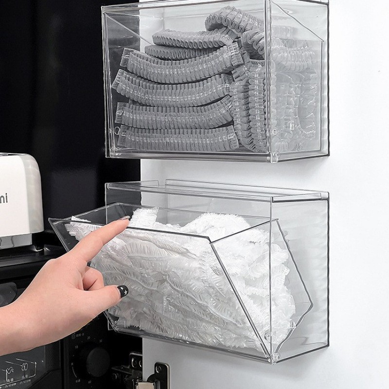 壁挂式一次性鞋套收纳盒玄关免打孔乳胶手套整理盒入户口罩置物架