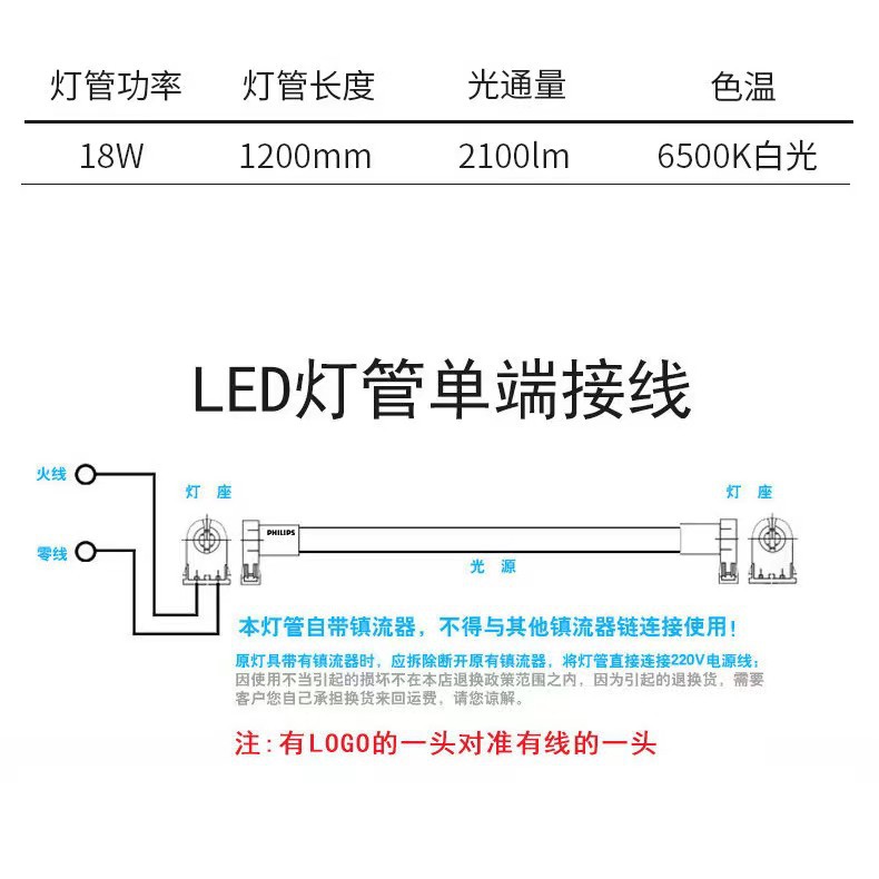 Tubo LED T8 de un solo extremo, 1.2 metros, 18W, 0.6 metros, entrada de alimentación de un solo lado, tira de vidrio LED, lámpara fluorescente, ahorro de energía, súper brillante