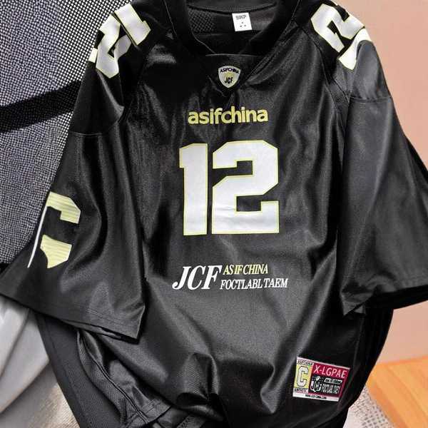 Summer New Design Niche American Retro Print Trendy Short-Sleeve Jersey T-Shirt Street Sports Casual T-Shirt