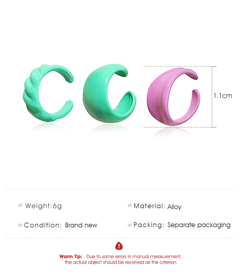 Retro Simple Color Alloy Non-hole Circle Earrings Three-piece Set display picture 1