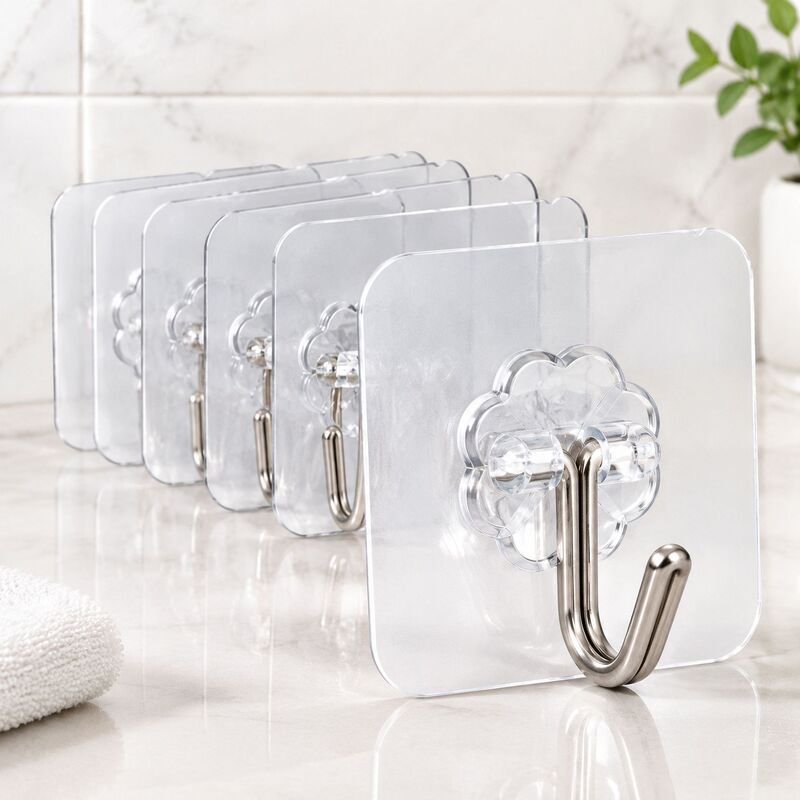 No-Drill Strong Adhesive Hooks, Transparent Hooks, Traceless Adhesive Storage for Entryway, Home, Bathroom, Kitchen, Wall-Mounted, Simple Design No-Drill Strong Adhesive Hooks, Transparent Hooks, Traceless Adhesive Storage for Entryway, Home, Bathroom, Kitchen, Wall-Mounted, Simple Design