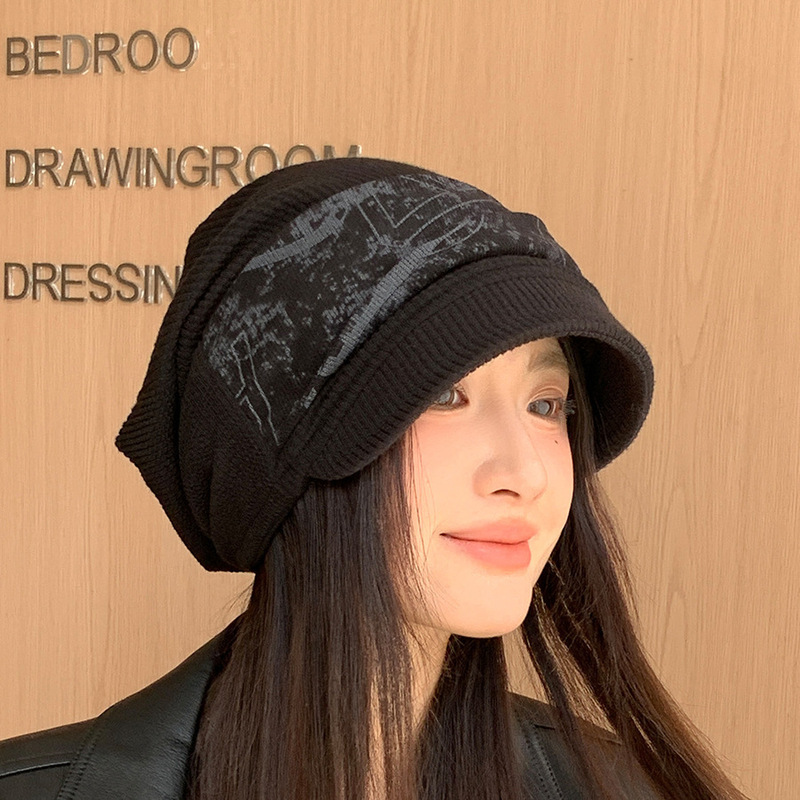 帽子秋冬季户外保暖大头围套头帽女时尚百搭冷帽显脸小包头堆堆帽|undefined