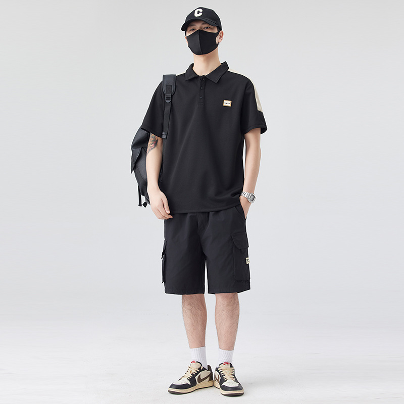 Transmisión en vivo explosión de verano nuevo hombre polo camiseta de manga corta camiseta de protección solar 7A marca de moda antibacteriana y media