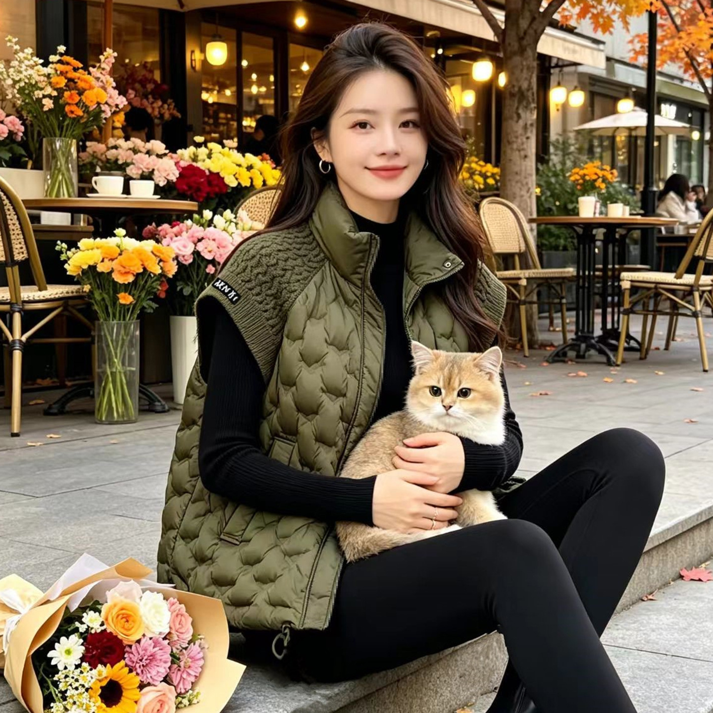 2026 New Plus Size Down Vest for Women with Stand Collar, Short White Duck Down 100kg Loose Fit Vest B01