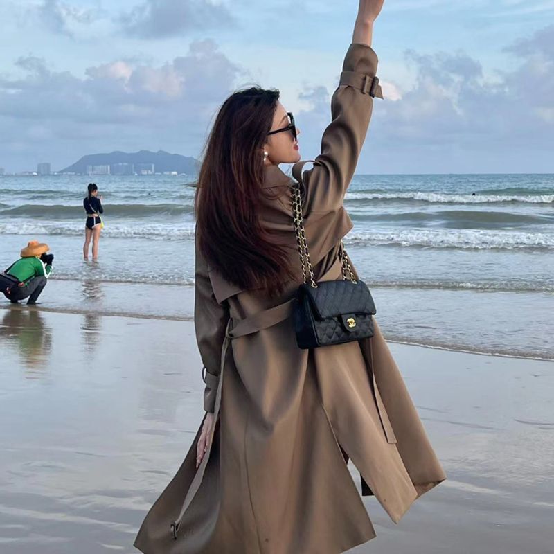 中长款风衣外套女春秋季新款小个子洋气时尚流行垂感大衣韩版|undefined