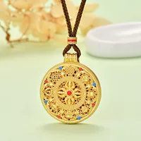 Эмаль в том же стиле от Weixue Gold Shop Ruyi, благоприятная и идеальная жемчужина Vajra Pestle, кулон с восемью сокровищами, компас, ожерелье из плетеной веревки, подарок