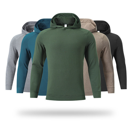 Cross-border Autumn and Winter Men's Fleece Lined Hooded Sweatshirt Outdoor Warm Sports Casual Hooded Sweatshirt Fitness Training Top