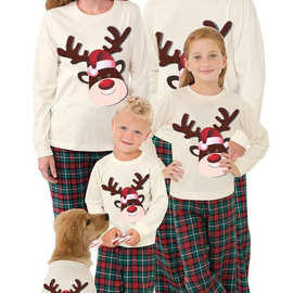 2022欧美跨境亚马逊新款圣诞亲子套装印花家居服睡衣两件套