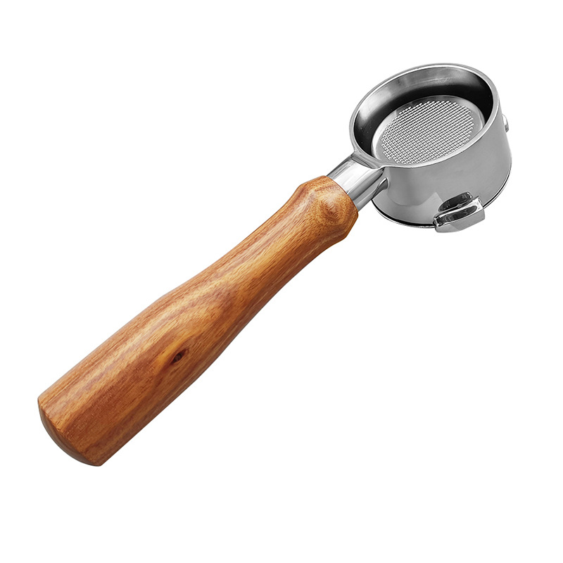 Mango de acero inoxidable 304 mango sin fondo 51mm de tres orejas de madera mango sin fondo máquina de café filtro Accesorios