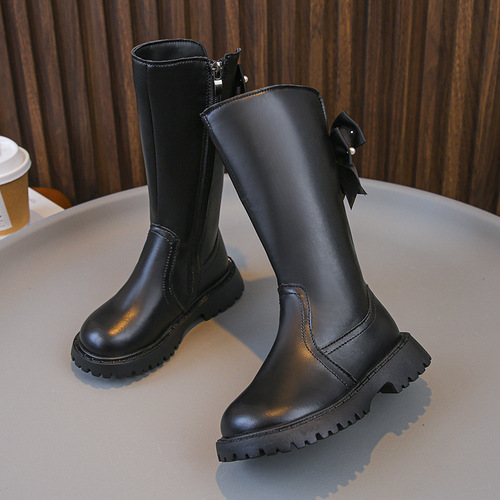 Girls' Boots for Autumn & Winter: Children's Martin Boots, Princess-Style Long-Height Boots with Fleece Lining, Breathable Baby Shoes