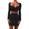 European and American sexy low cut pleated two-piece dress