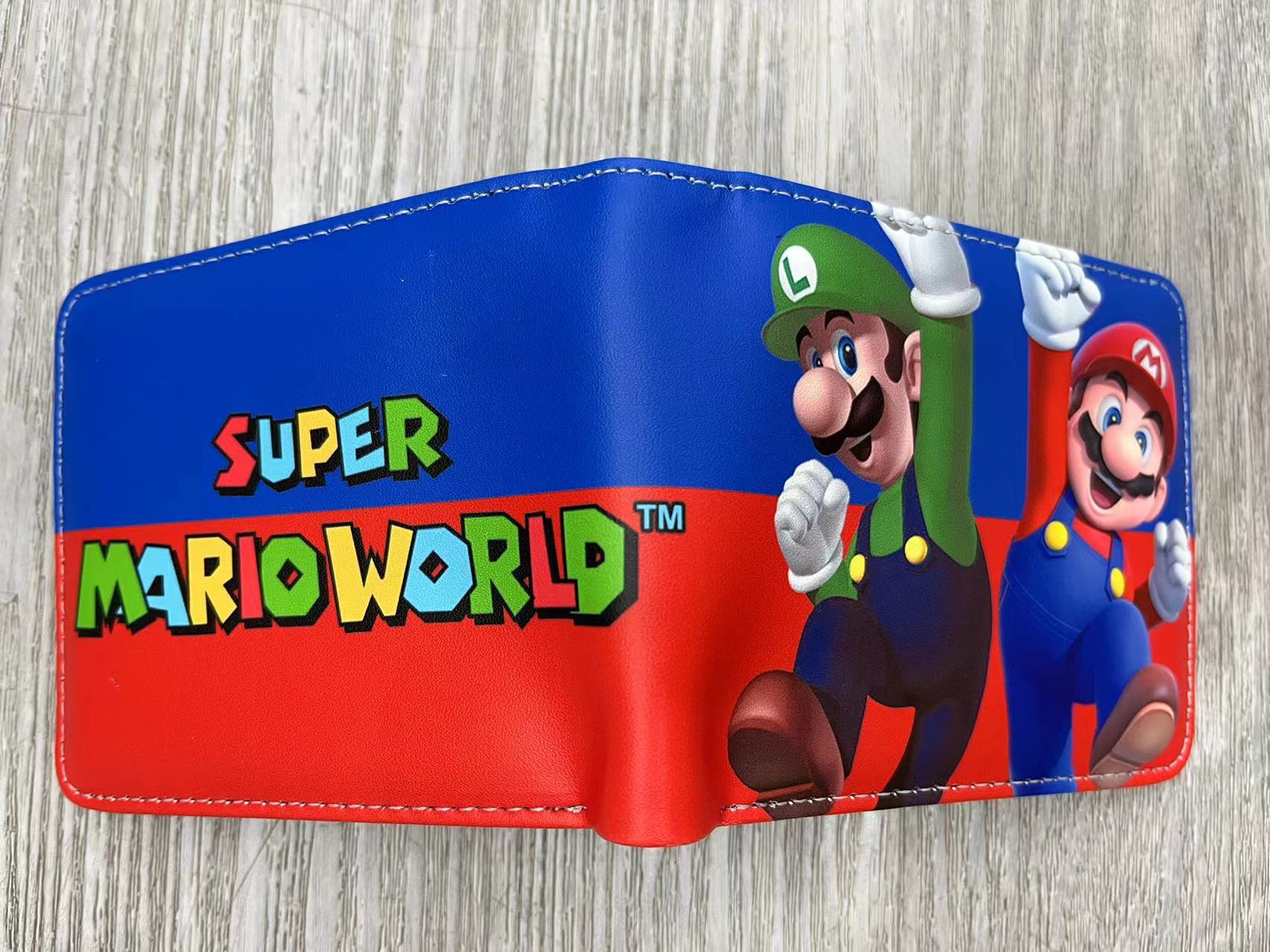 Nuevo Super Mary cartera corta Super Mario estudiante unisex pu cuero Snap cartera