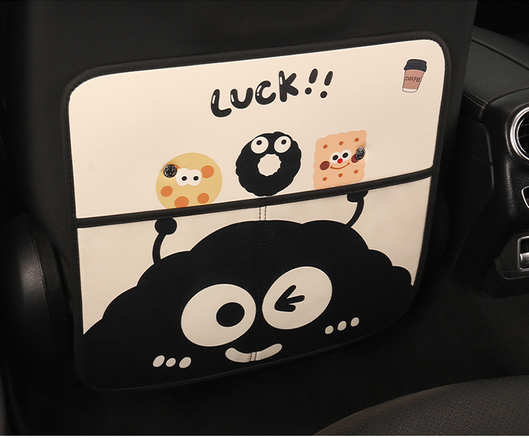 Car Seat Back Anti-Kick Pad Storage Bag Kidsren's Anti-Kick Pad Cartoon Cute Briquettes Car Rear Anti-Kick Anti-Fouling Pad