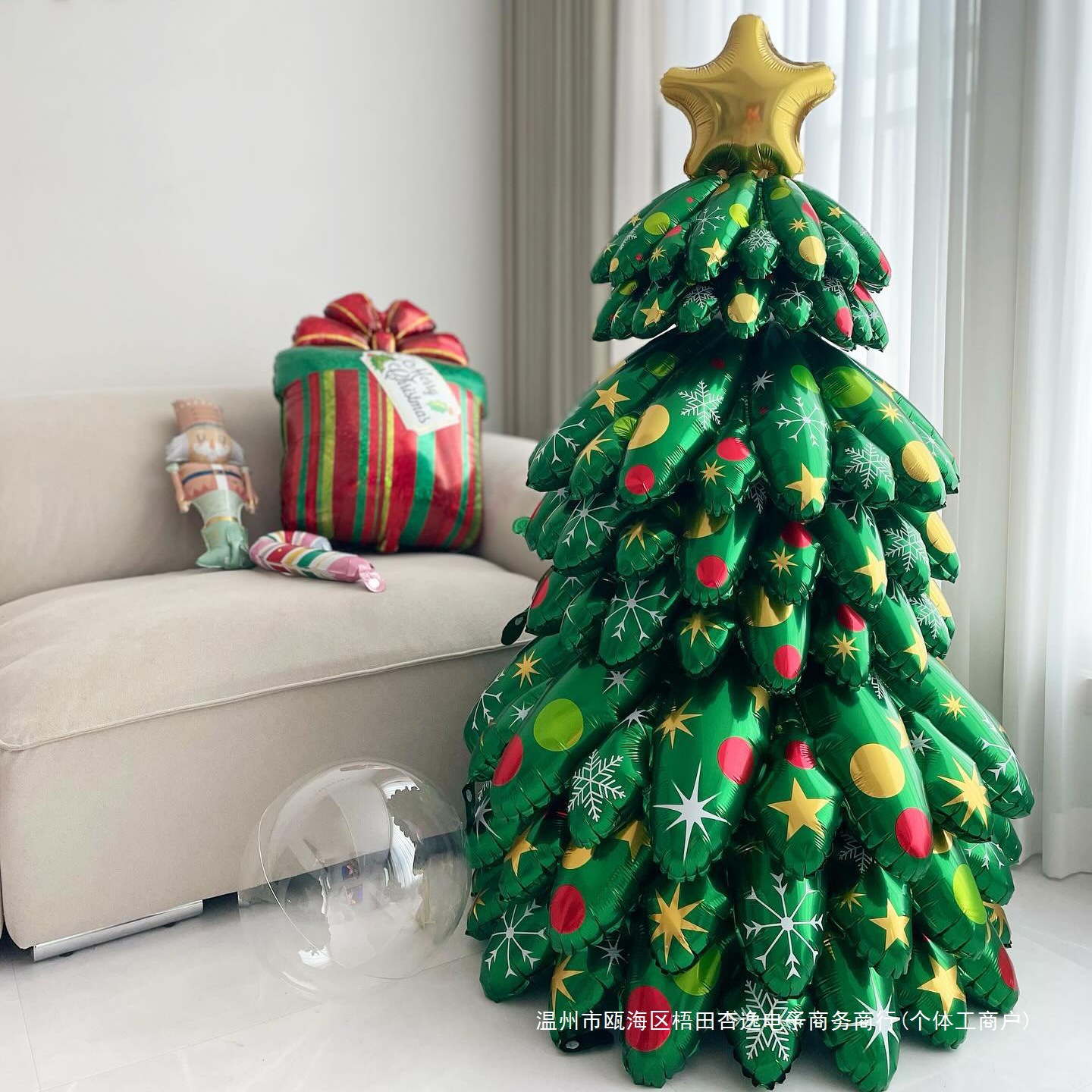 圣诞树气球铝膜堆堆立体摆件老人雪人姜饼人麋鹿装饰场景布置