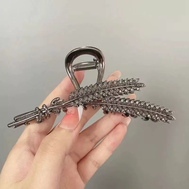 Акулья заколка-краб, крупные элегантные зажимы для волос, аксессуар, стиль высокого качества, инкрустированной бриллиантами