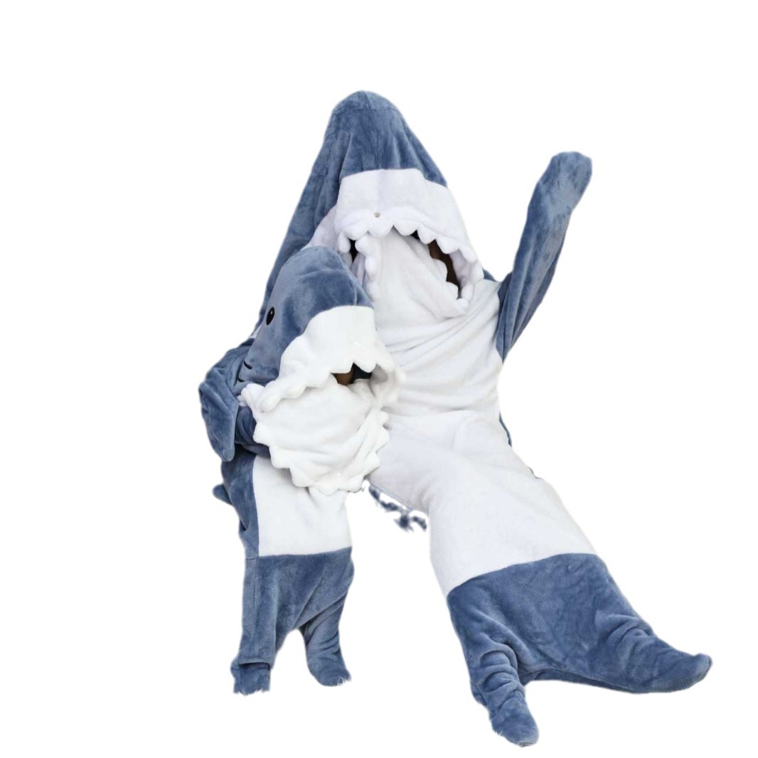 Cross-border nuevo tiburón de dibujos animados saco de dormir tiburón manta de franela pareja homewear lote mixto