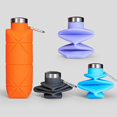 クロスボーダーポケットポータブルケトルプラチナシリコンひし形折りたたみカップ700mlアウトドアスポーツwater bottle