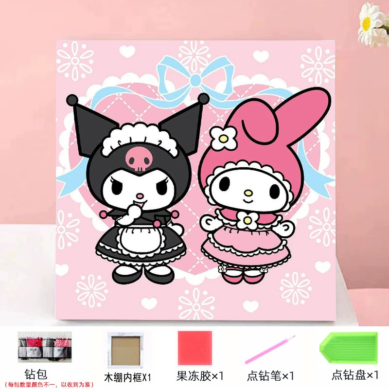 Набор алмазной мозаики DIY Kuromi и мультфильмы 20×20 см, рамка-наклейка, детское творчество