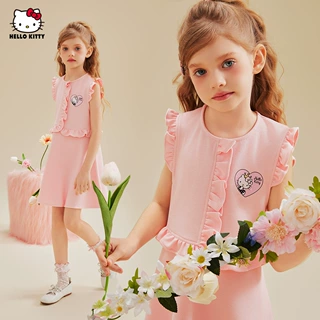 女童夏季荷叶边连衣裙2025新款花边中大童装裙子HelloKitty凯蒂猫