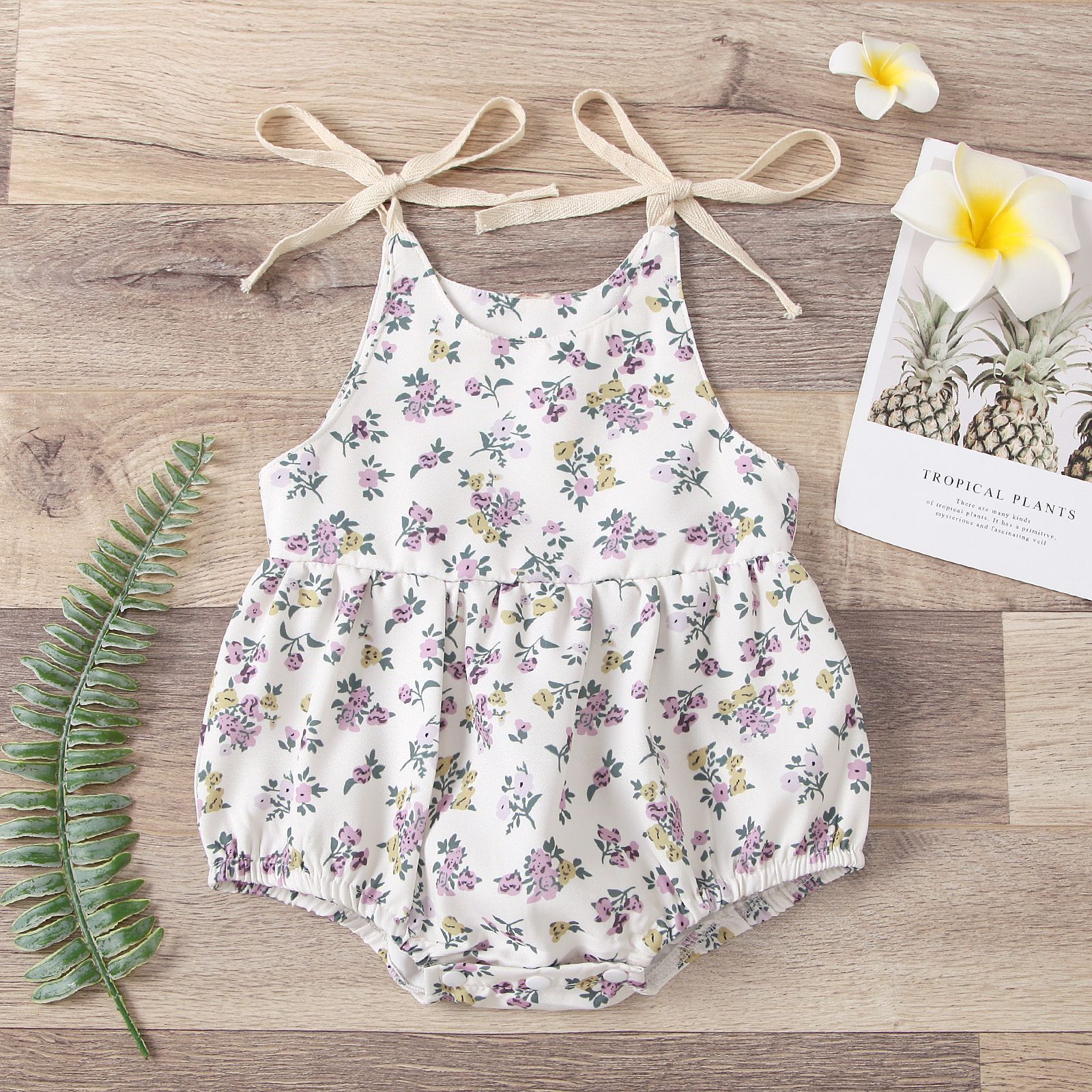 Instagram floral camisole triangle new baby jumpsuit crawling suit for children_voghion.com