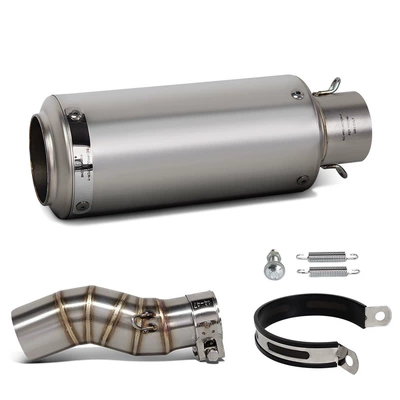 Suitable for Chunfeng 450Mt Stainless Steel Middle Section Sc Straight-Through Scorpion Barrel Tail Section Motorcycle Modified Exhaust Pipe (Motorcycle exhaust pipe) - 450mt-mid-section-sc-silver-strip