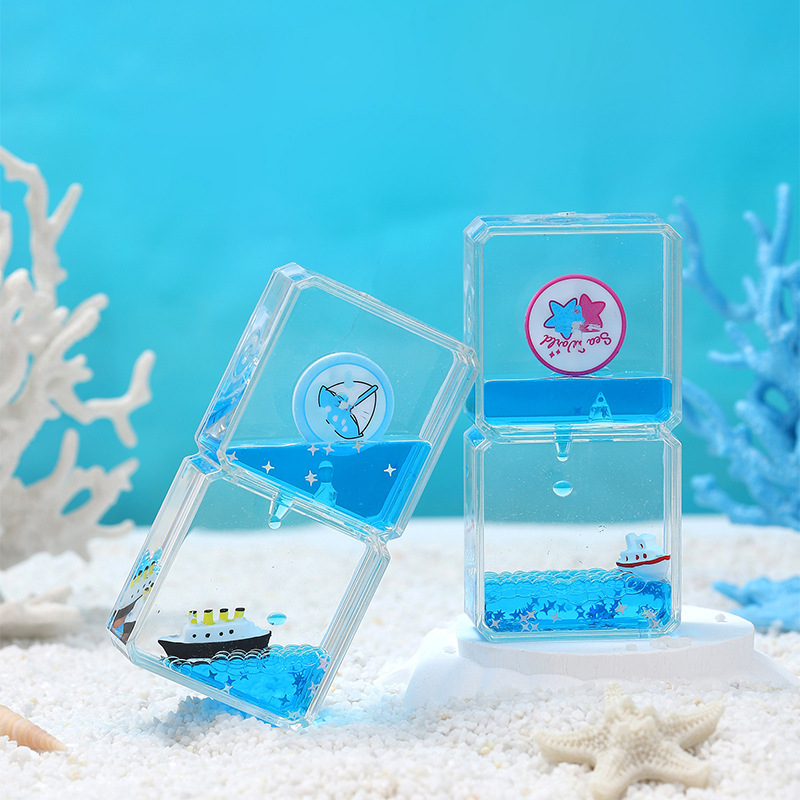 海洋双方流沙瓶液体入油大摆件油滴沙漏装饰小礼品创意流沙瓶批发