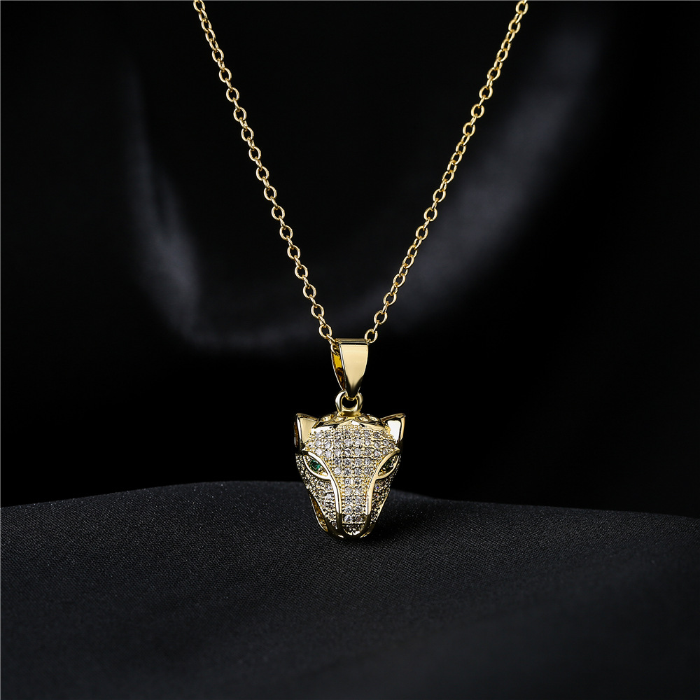 new copper plated 18K gold AAA zircon leopard pendant necklace wholesale