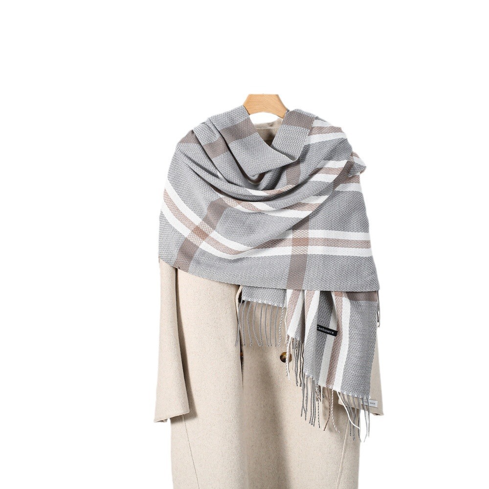 Sügis-talvine külmakindel ja soe narmastega sall. Moodne, lihtne ja mitmekülgne meeste ja naiste ruuduline pikk sall._voghion.com