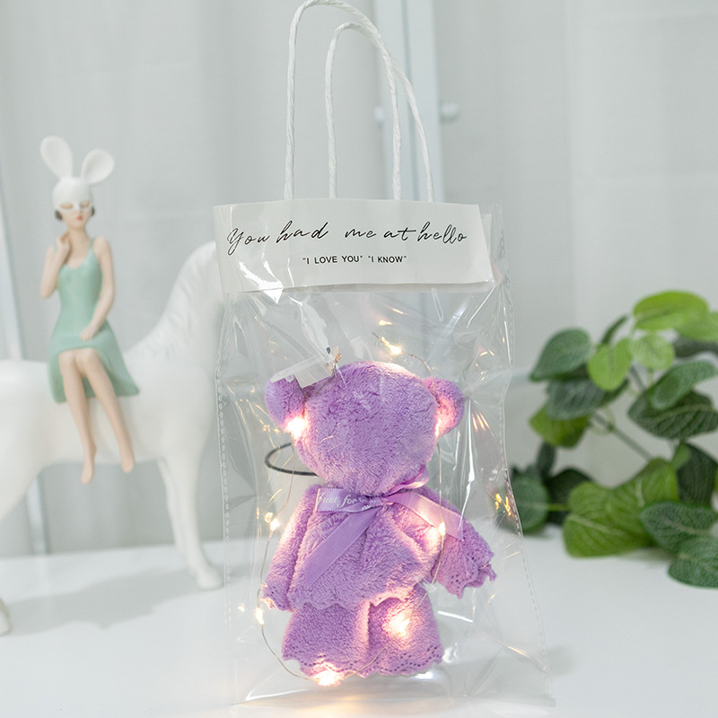 산호 벨벳 곰-보라색 + 휴대용 + 따뜻한 램프