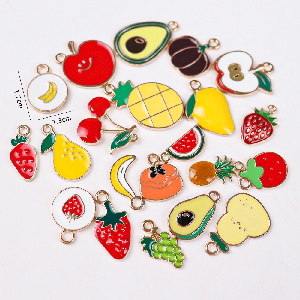 Colgante de frutas de aleación con gota de aceite, DIY pulseras y pendientes