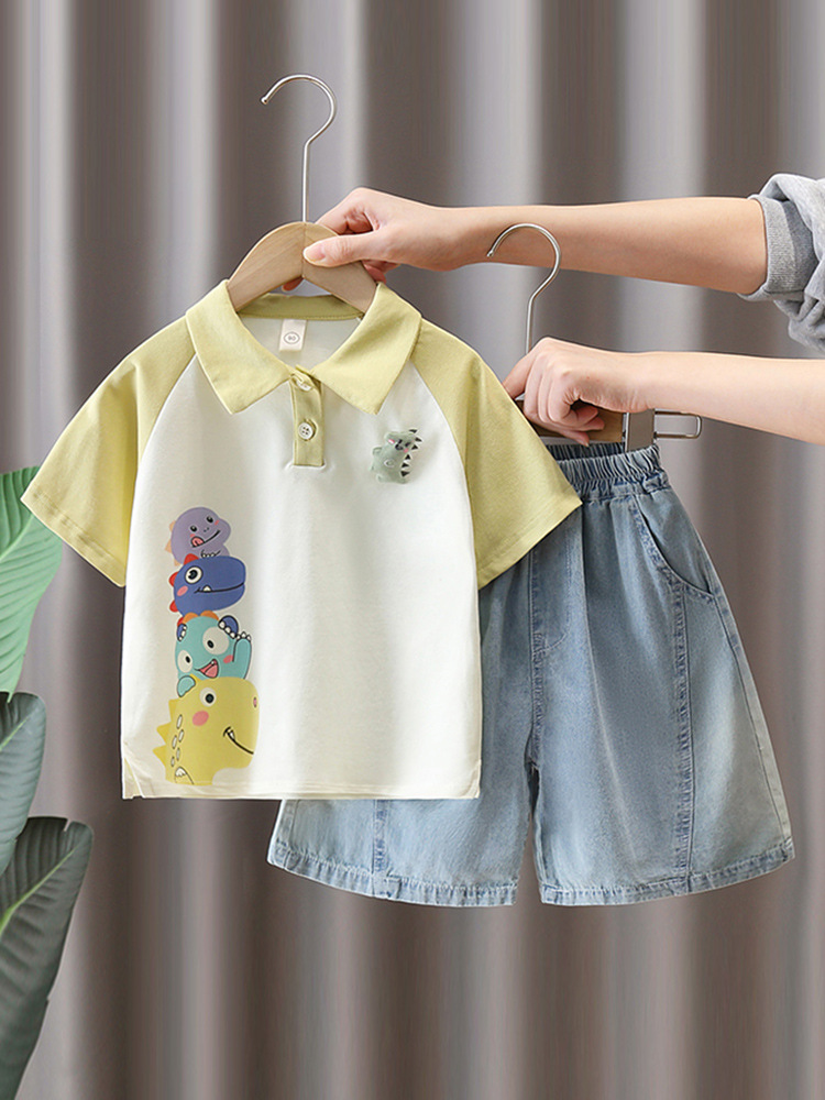 8133 traje de verano para niños 2025 nuevos polos para niños pantalones cortos 1-234567 años bebé verano