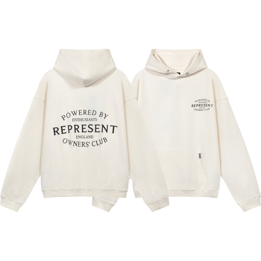 REPRESENT REP Vintage American Fashion Clásico Inglés LOGO Collar Casual Suedeca con Capuz Hombre