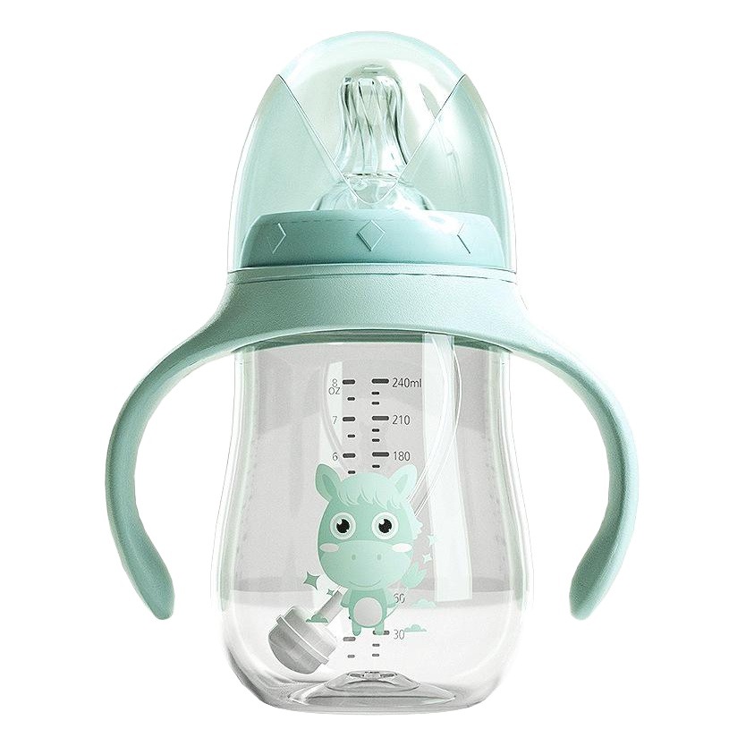 Biberón para recién nacidos, taza de paja de doble uso para niños, conjunto de gran diámetro, fabricante de productos para bebés al por mayor